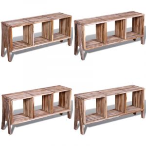 Meuble tv empilable en teck recyclé avec 3 étagères - Meuble Tv Vintage - Meuble Tv Industriel - Meuble Tv Design - Meuble Tv Teck - Meuble Rangement