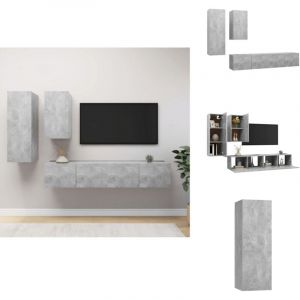 Vidaxl - Ensemble de meubles tv 4 pcs Gris b&eacute;ton Bois d'ing&eacute;nierie - Meuble Tv Gris - Meuble Tv Suspendu - Ensemble Meuble Tv - Meuble Hifi