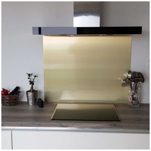 Alucouleur - Cr&eacute;dence Composite Aspect Alu Or Bross&eacute; - Hauteur 20 cm x Largeur 110 cm