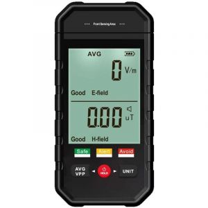 Compteur Geiger, D&eacute;tecteur de Rayonnement de Champ &eacute;lectromagn&eacute;tique avec Alarme Automatique D'affichage LCD R&eacute;tro&eacute;clair&eacute;, Testeur EMF Portable pour