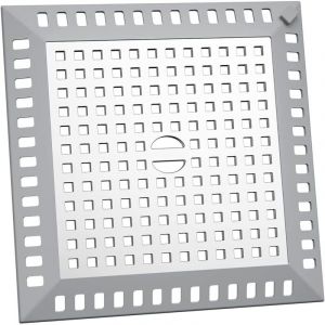 Shining House - Attrape Cheveux Douche 12,3 x 12,3 cm Filtre Evier Cuisine de Carr&eacute; en Acier Inoxydable Argent&eacute; Grille Evier Anti-Obstruction pour