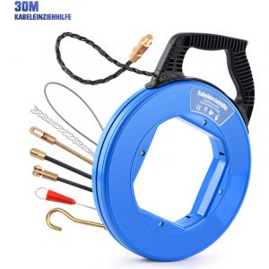 Tire Fils Electricien Aiguille 4,5mm 30m, Electrique Solide C&acirc;Ble Fibre De Traction Avec 7 Adaptateur En fibre de verre R&eacute;Traction Aide De Ruban De