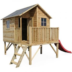 Maisonnette avec toboggan en bois de 3.8m&sup2;. Orchid&eacute;e - cabane sur pilotis en pin autoclave