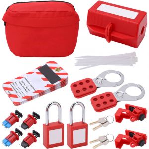 Eosnow - Decdeal Kit de verrouillage de disjoncteur électrique, cadenas de sécurité, étiquettes Loto, jeu de loquets pour produits chimiques
