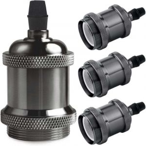 Douille E27 - Suspension r&eacute;tro Edison, adaptateur en c&eacute;ramique solide, 4 douilles noir nacr&eacute;