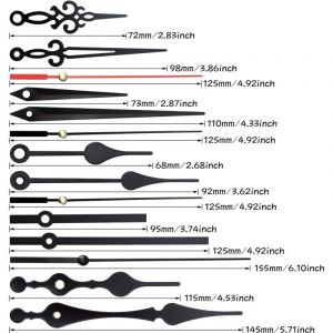 Mowze - 2 pièces mécanisme de mouvement d'horloge à arbre Long à couple élevé avec 5 paires d'aiguilles différentes pièces de rechange d'horloge à