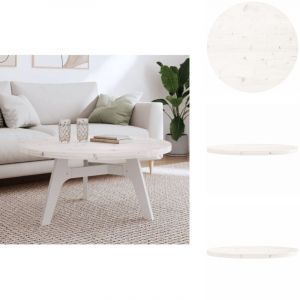 Dessus de table rond blanc Ø90x3 cm bois de pin massif - Dessus De Table - Plateau De Table - Bois De Pin - Table Ronde - Meuble Design
