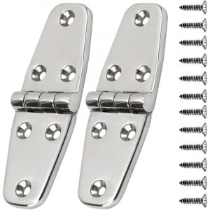 Charni&egrave;re de cabine robuste en acier inoxydable 316 de qualit&eacute; marine (102 mm x 38 mm) et charni&egrave;re de porte d'armoire moul&eacute;e avec vis