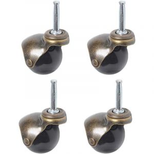 Roulettes pivotantes, roulettes à billes rotatives à 360 degrés, plaque supérieure avec capot, roulette de meuble, 4 pièces (roulette à bille avec