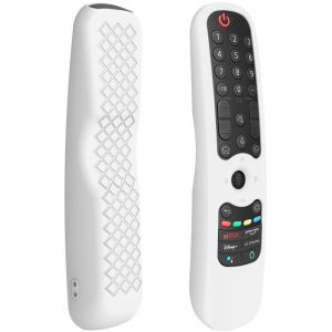 LG Smart TV Coque de t&eacute;l&eacute;commande en silicone &eacute;tanche pour AN-MR21GC MR21N/21GA Magic Remote Control Case Stand Film de protection ,Blanc,1PC