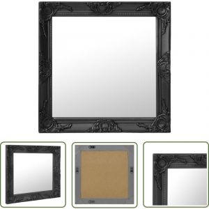 The Living Store - Miroir mural style baroque 60x60 cm noir - Miroir Mural - Miroir Baroque - Miroir Design - Décoration Murale - Miroir Salle De Bain