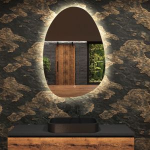 Artforma - Miroir de salle de bain led - Miroir 54x84cm asym&eacute;trique - Interrupteur sensitif - Blanc Froid - (SFLA221)