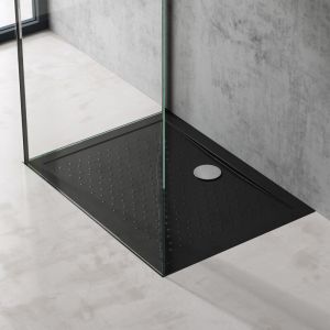 Doporro - Bac &agrave; douche 70x100 Receveur de Douche Antiglisse Rectangulaire Noir Lucia02AR 70x100x4 +Bonde AL02