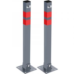 Poteau de Parking 2x Poteau de délimitation 65cm Barrière de parking Rabattable Bollard à bétonner Poteau de barrage