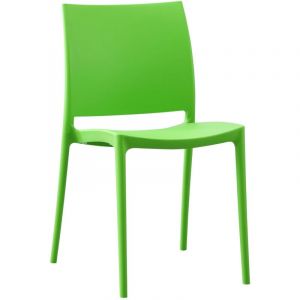 Chaise empilable design en plastique couleur vert r&eacute;sistant aux UV &ndash; jardin terrasse et int&eacute;rieur 100007891