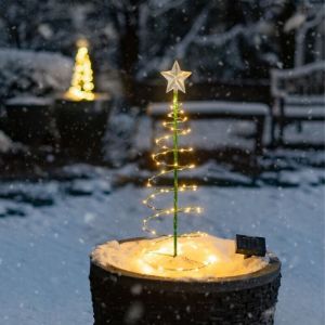 (Blanc chaud) d&eacute;coration d'arbre de no&euml;l artificiel solaire ext&eacute;rieur, lumi&egrave;res de jardin solaires, d&eacute;coration d'arbre lumineux LED de no&euml;l