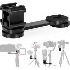 Adaptateur triple pour flash ChromLives avec griffe porte-accessoires et adaptateur &agrave; vis 1/4", compatible avec les mod&egrave;les DJI OM4/Osmo et Zhiyun.