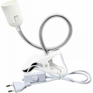 Spot E27 Pince pour Lampe de Lecture au Lit, AC 230V, Cable Douille Clipsable avec Interrupteur, Lampe Pince E27 Clip Lampe col de Cygne Flexible