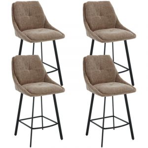 Wahson Office Chairs - Tabouret de Bar Lot de 4 Chaises de Bar Haute Cuisine avec Coussin Confortable et Pied Métal Pour Ilot Central/Cuisine, Kaki,