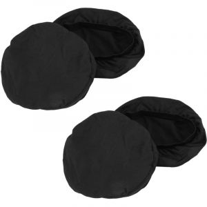 Paquet de 4 Housses Tabouret Bar Rond - Housse Coussin éLastique Super Doux et Lavable pour Chaise 12-14 Pouces-Noir