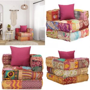 Vidaxl - Pouf modulaire avec oreiller Patchwork Tissu - Canapé Modulable - Canapé Angle - Pouf - Décoration Intérieure - Fauteuil Pliable - Home &