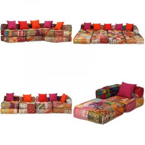 Vidaxl - Pouf modulaire à 4 places Patchwork Tissu - Canapé Modulable - Canapé Convertible - Pouf Multifonctionnel - Décoration Intérieure - Salon