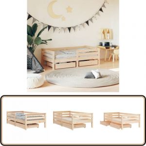 Vidaxl - Cadre de lit enfant avec tiroirs 70x140 cm bois de pin massif - Lit Bébé - Lit Enfant - Meuble Enfant - Chambre D'enfant - Mobilier Enfant