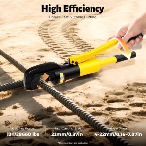 Coupe-boulons hydraulique, pince &agrave; sertir hydraulique, pince &agrave; sertir manuelle, coupe-armature industrielle, en acier, portable (13T, 0,4-2,2 cm)