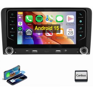 Pour AUDI A3 8P 2003-2012 Android 15 Autoradio Apple Carplay GPS WIFI USB Type-C 4+64G