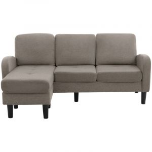 Gutent - Canapé d'angle en forme de l, 166 x 118 x 77 cm, lin en coton respirant, design modulaire- Antique gris foncé