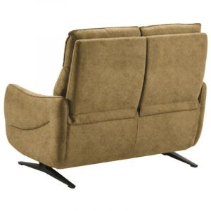Les Tendances - Canap&eacute; de relaxation en microfibre Kondonia-Jaune moutarde-Syst&egrave;me Fixe - sans relax-2 places