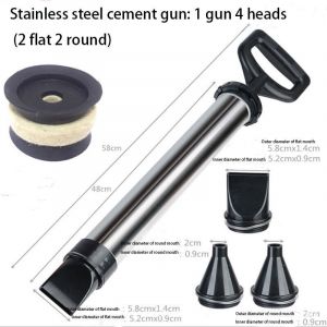 Pistolet extrudeur Pistolet &agrave; coulis pour mortier en acier inoxydable - Seringue &agrave; mortier - Pompe &agrave; mortier &agrave; main - Seringue &agrave; mortier avec 4 buses