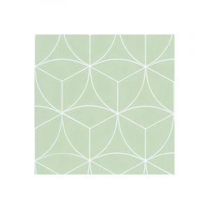 D&eacute;coweb - Sol Vinyle Textile &eacute;conomique - Rosace g&eacute;om&eacute;trique - Vert d'eau - Rouleau de 2m x 7m