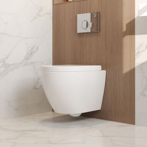 WC Suspendu Deer Valley &ndash; Toilette Murale Blanche Compacte &agrave; Fermeture Souple, Design Moderne, Mod&egrave;le DV-1F0140