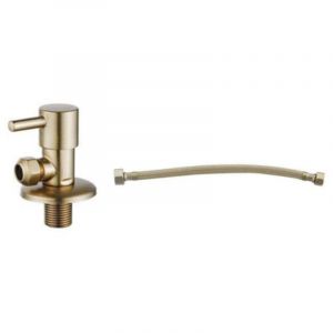 Fortifura Calvi Robinet d'arr&ecirc;t d'angle avec flexible - flexible 30cm - 1/2"x3/8" - laiton bross&eacute;