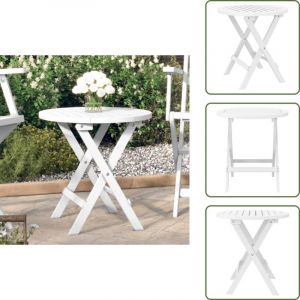 Table pliable de jardin blanc &Oslash; 46 cm bois d'acacia solide - Table De Jardin - Table Ext&eacute;rieure - Acacia - Mobilier De Jardin - Table Pliante