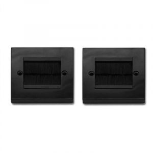 2 PièCes Brosse de Chasse D'Eau Plaque Murale Simple 1 Gang Prise D'EntréE Câble Bien Rangé Frontale Noir