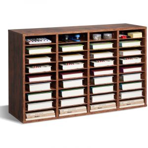 VEVOR Organiseur de litterature 36 compartiments, boite aux lettres de bureau en bois, panneau de particules, avec etageres amovibles, trieur de