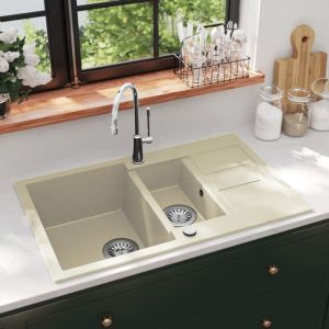Maisonchic - vier de cuisine, Lavabo, Vasque Granit Double lavabo Beige FR940649 design in