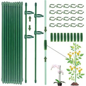 Tuteurs pour Plantes,20 Pièces Tuteur Plante Interieur, 20 Tiges de Plantes Clips, 10 Tiges Tube d'extension, Attache Plante, Tuteur Orchidee,