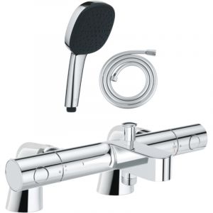 Pack mitigeur bain douche thermostatique GROHE Grohtherm 800 cosmopolitan + douchette carr&eacute; 2 jets + flexible
