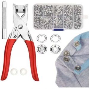 Kit de boutons a pression en metal epaissi avec 150 Boutons 9.5mm Outil de pince pour l'installation de vetements, accessoires de couture de sac