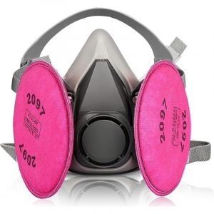 Masque Anti Poussiere Demi-Visage avec 2097 Filtre, Masque Respiratoire R&eacute;utilisable pour Peinture,Gaz,Travaux,Produit Chimique, Resine