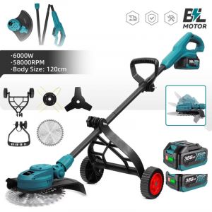 Tondeuse &agrave; gazon &eacute;lectrique sans balais 6 000 W, 58 000 tr/min,Coupe-bordures pliable sans fil, Outil de jardin &eacute;lectrique avec 2 batteries
