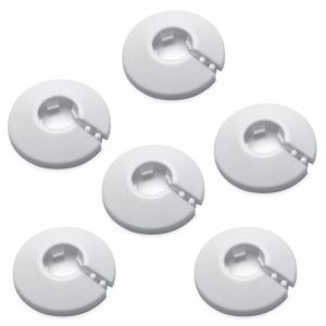 Beijiyi - Lot de 6 cache-tuyaux d&eacute;coratifs blancs de 1,27 cm de diam&egrave;tre ext&eacute;rieur en plastique pp de 16 mm pour d&eacute;coration de tuyau mural