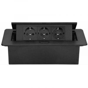 Yzmrbdqc - Bloc multiprise escamotable pour encastrer au bureau, bloc multiprise plan de travail (prise eu type f), 265x120mm, Peint en noir