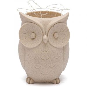 Beige Pot de Fleurs Statue en r&eacute;sine Solaire, Pot d&eacute;coratif Lumineux Animal la Nuit. Convient pour Le Balcon, Jardin, Salon, Rebord de fen&ecirc;tre
