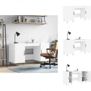 Bureau blanc 140x50x75 cm bois d'ingénierie - Bureau Blanc - Bureau D'étude - Meuble De Bureau - Bureau Informatique - Mobilier De Bureau