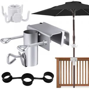 Ulisem - Support parasol balcon, Pied de Parasol Balcon R&eacute;glable &oslash; 25-38 Mm, Fixation Parasol Balustrade pour Balcon et Terrasse