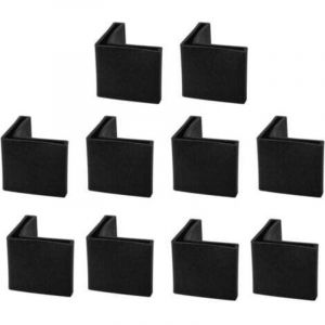 Noir 25mm x 25mm 10pcs Casquette Pieds Chaise Angle Fer Forme L Patin Meuble Table Embout Capouchon Corni&egrave;re Protection Plastique